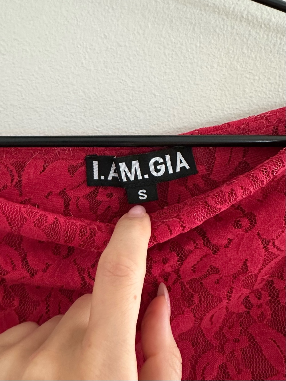 I.AM.GIA Red Lace Flare Skirted Pants - Picture 3 of 4